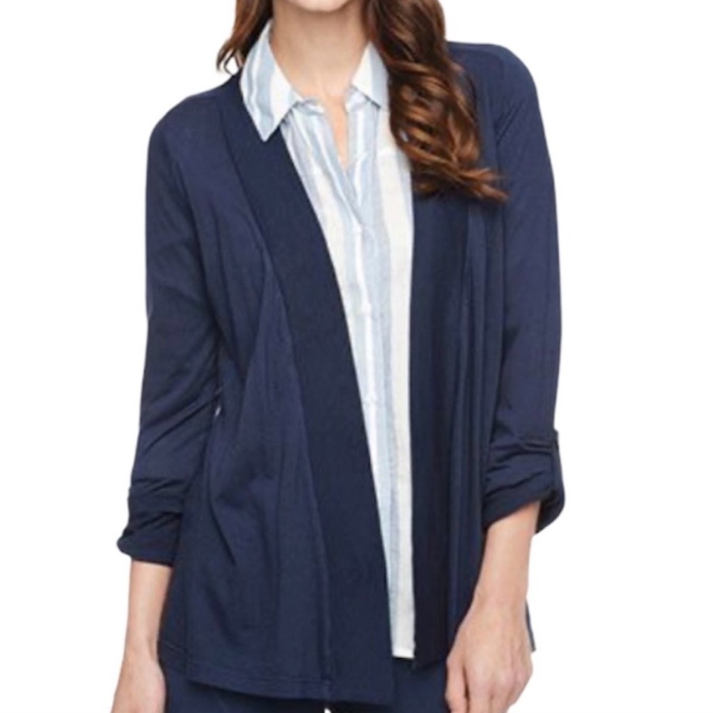 Splendid Navy Knit Cardigan - Super Soft Long Sleeve Layer Drape Coastal - Picture 2 of 7